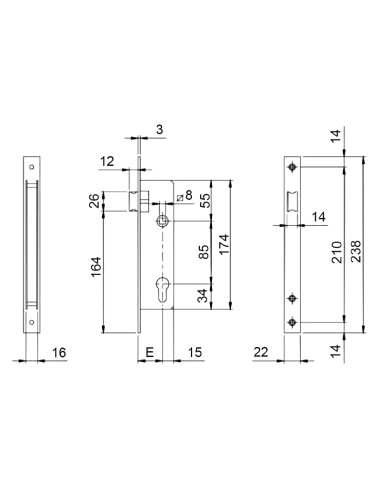 CERRADURA ISEO 749/25 C/30+10 NIQ (SOLO RESBALON)