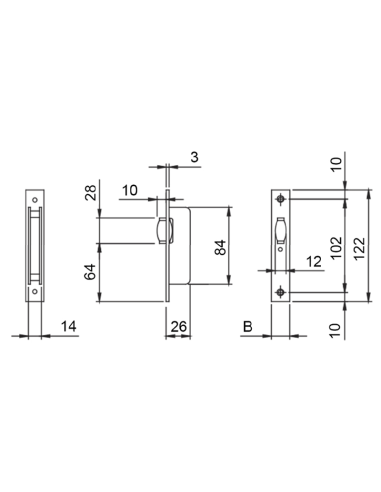 CERRADURA ISEO 764/00 SOLO RODILLO FRENTE 16MM - SIN CILINDRO