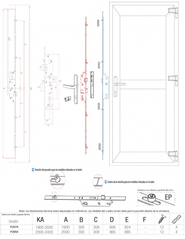 Esquema Tecnico - Cerradura Multipunto Hausen P2674
