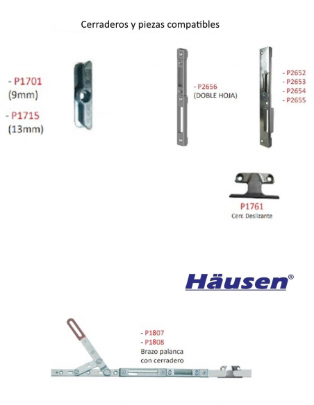 Piezas Compatibles con la Cerradura Multipunto Hausen P2642