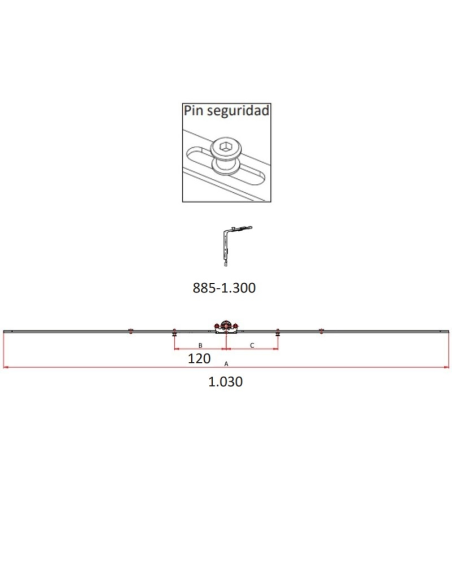 Cremona de 15mm Hausen con bulón de seguridad 885-1300 - Alto desempeño